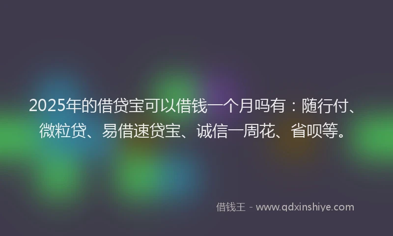 2025年的借贷宝可以借钱一个月吗有：随行付、微粒贷、易借速贷宝、诚信一周花、省呗等。