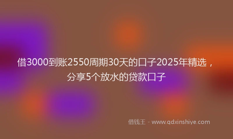 借3000到账2550周期30天的口子2025年精选，分享5个放水的贷款口子