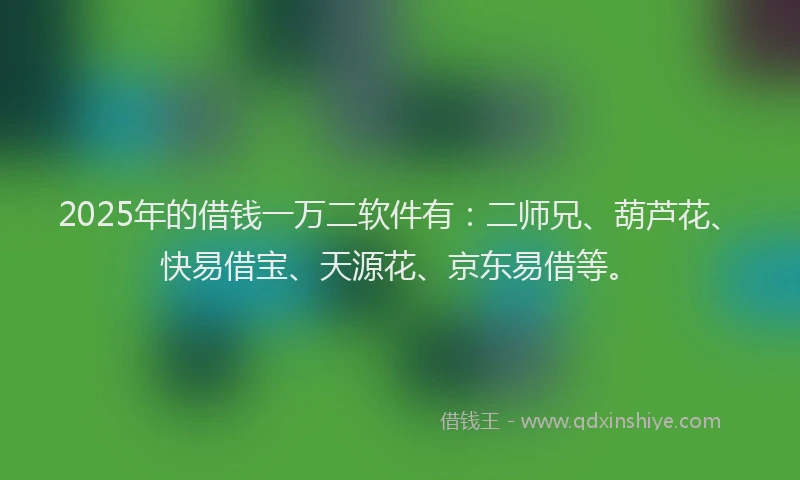 2025年的借钱一万二软件有：二师兄、葫芦花、快易借宝、天源花、京东易借等。