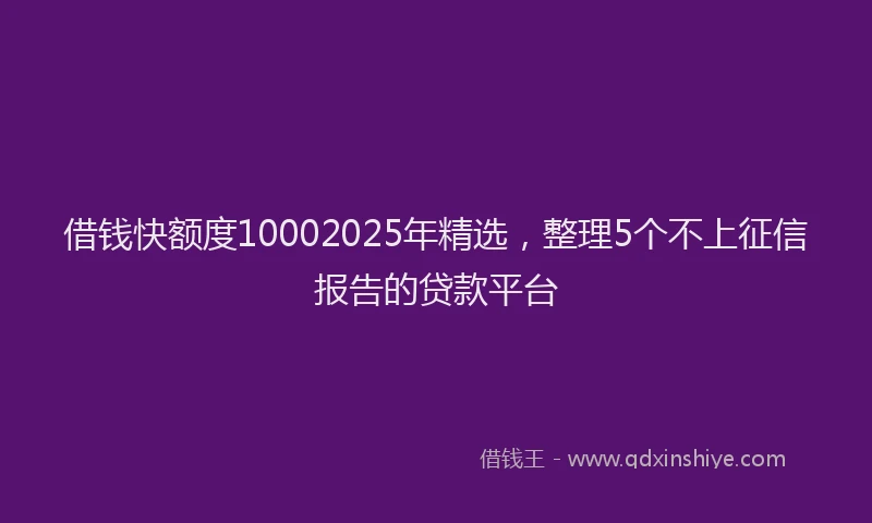 借钱快额度10002025年精选，整理5个不上征信报告的贷款平台
