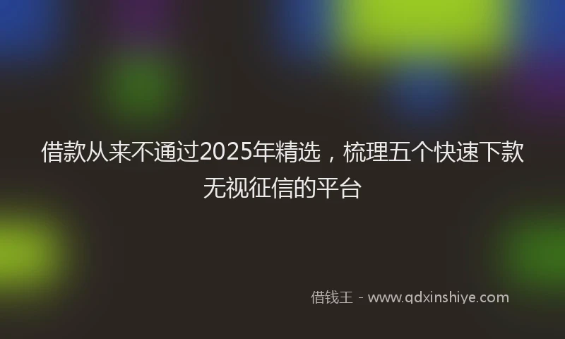 借款从来不通过2025年精选，梳理五个快速下款无视征信的平台