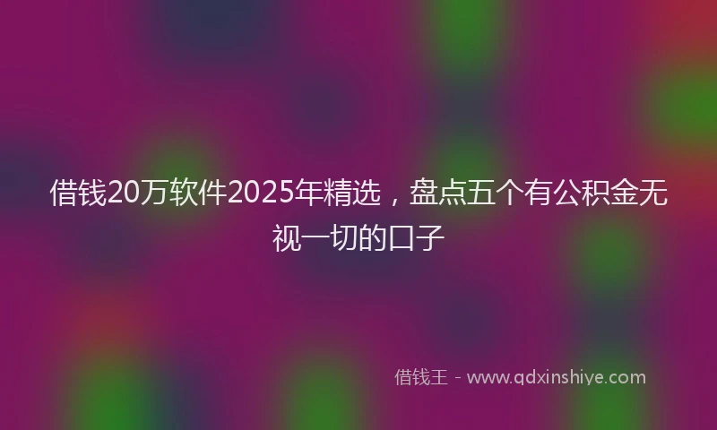 借钱20万软件2025年精选，盘点五个有公积金无视一切的口子