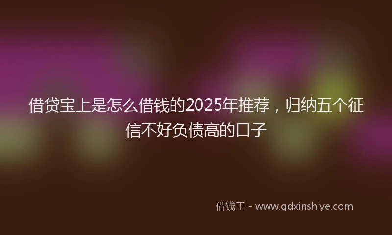 借贷宝上是怎么借钱的2025年推荐,归纳五个征信不好负债高的口子