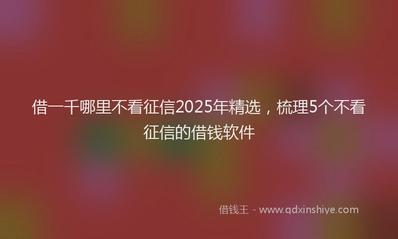 借一千哪里不看征信2025年精选，梳理5个不看征信的借钱软件