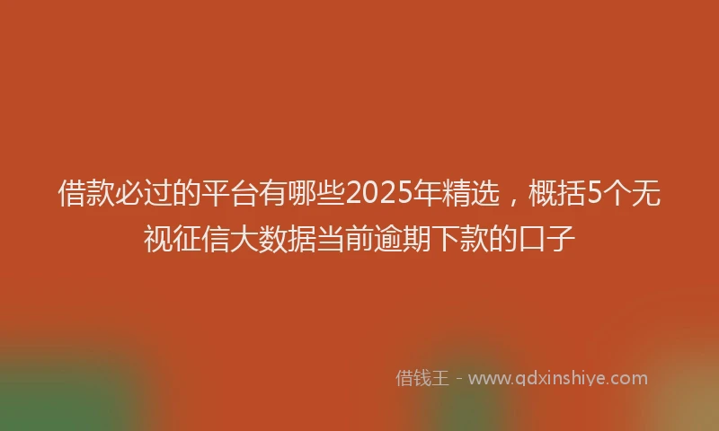 借款必过的平台有哪些2025年精选，概括5个无视征信大数据当前逾期下款的口子