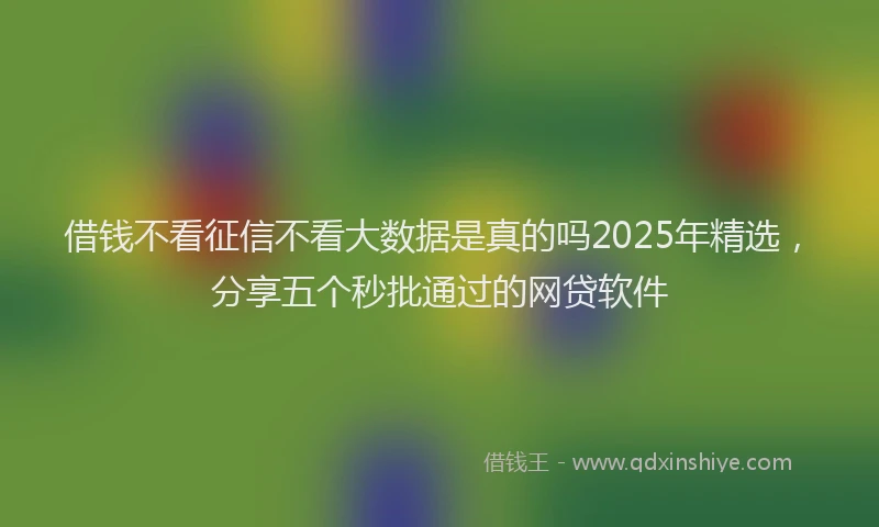 借钱不看征信不看大数据是真的吗2025年精选，分享五个秒批通过的网贷软件