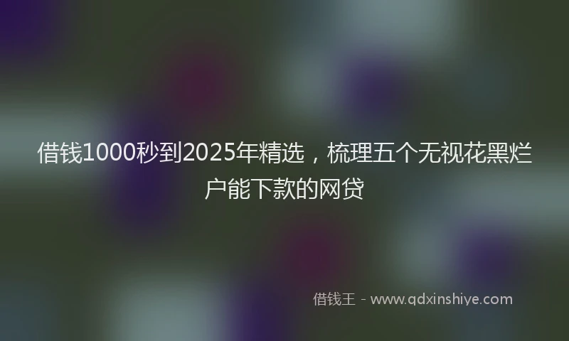 借钱1000秒到2025年精选，梳理五个无视花黑烂户能下款的网贷