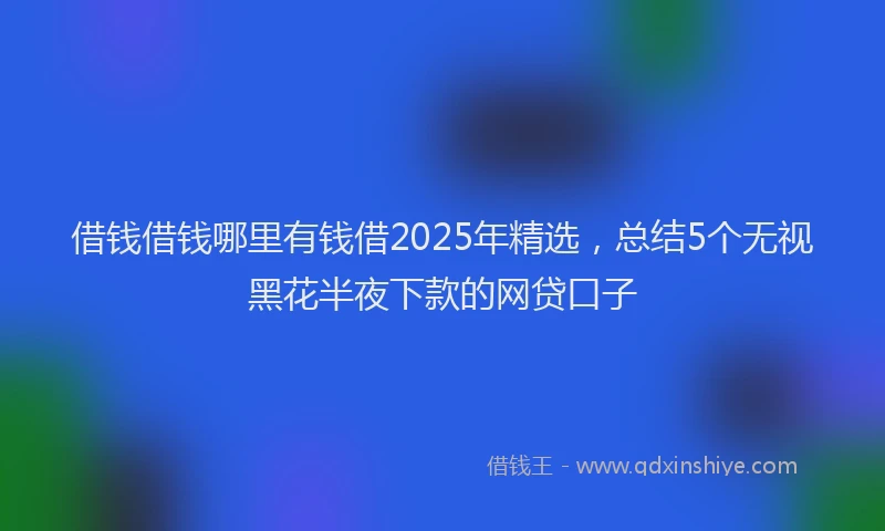 借钱借钱哪里有钱借2025年精选,总结5个无视黑花半夜下款的网贷口子