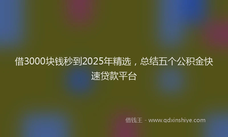 借3000块钱秒到2025年精选，总结五个公积金快速贷款平台