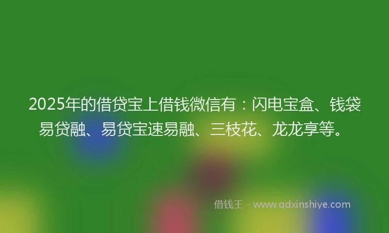 2025年的借贷宝上借钱微信有：闪电宝盒、钱袋易贷融、易贷宝速易融、三枝花、龙龙享等。