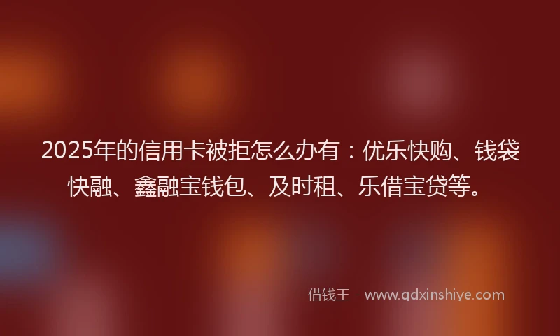 2025年的信用卡被拒怎么办有：优乐快购、钱袋快融、鑫融宝钱包、及时租、乐借宝贷等。