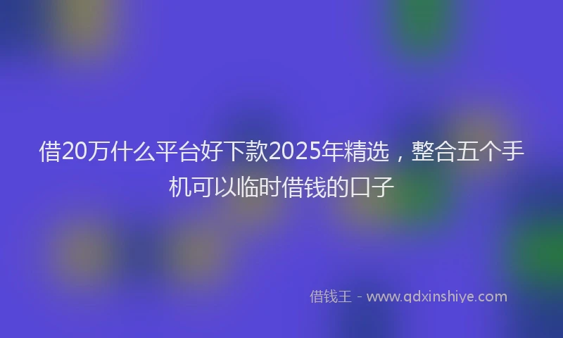 借20万什么平台好下款2025年精选，整合五个手机可以临时借钱的口子