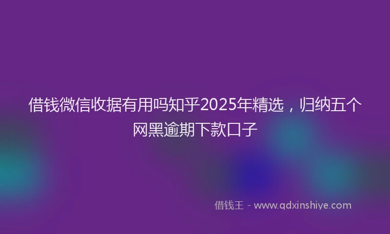 借钱微信收据有用吗知乎2025年精选，归纳五个网黑逾期下款口子