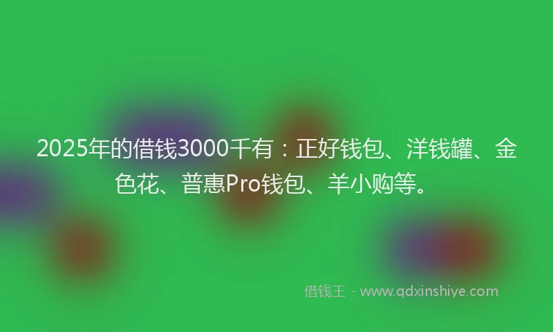 2025年的借钱3000千有：正好钱包、洋钱罐、金色花、普惠Pro钱包、羊小购等。