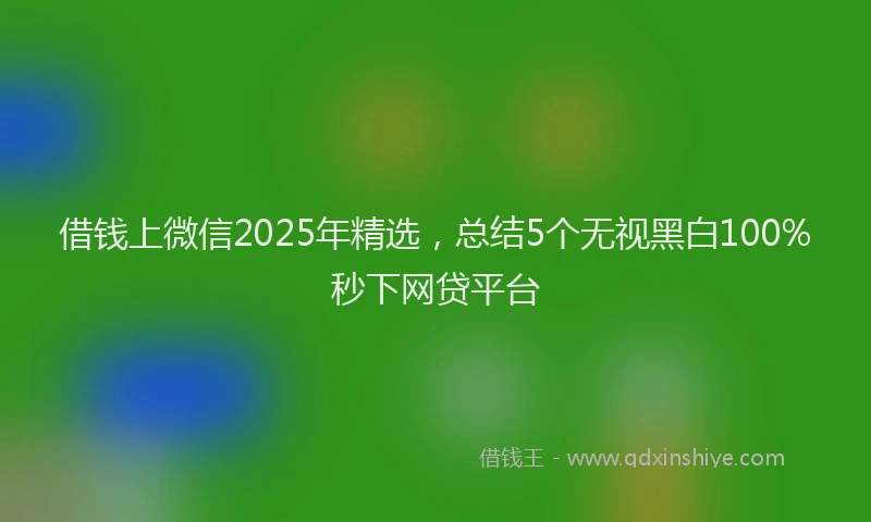 借钱上微信2025年精选，总结5个无视黑白100%秒下网贷平台