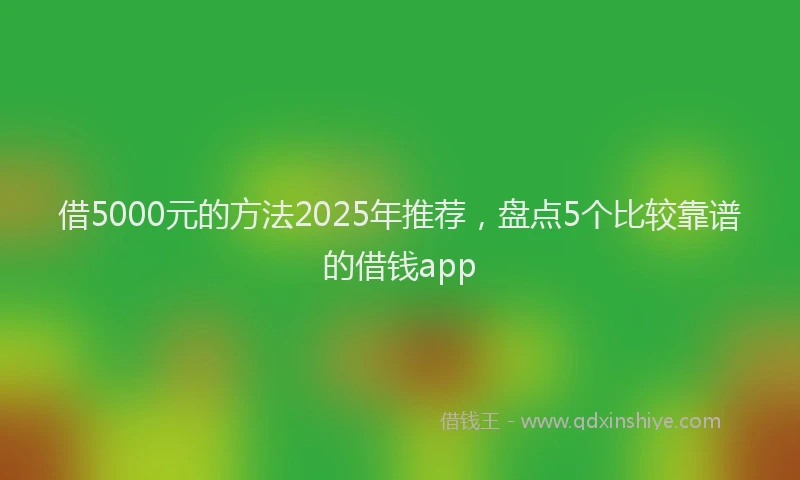 借5000元的方法2025年推荐，盘点5个比较靠谱的借钱app