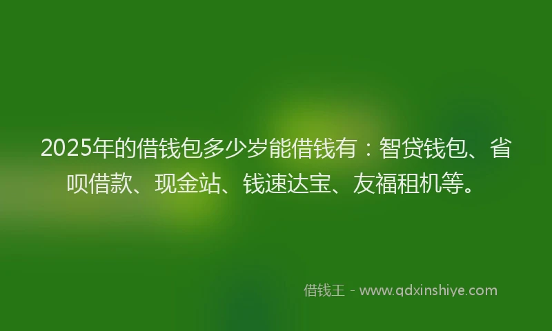 2025年的借钱包多少岁能借钱有：智贷钱包、省呗借款、现金站、钱速达宝、友福租机等。