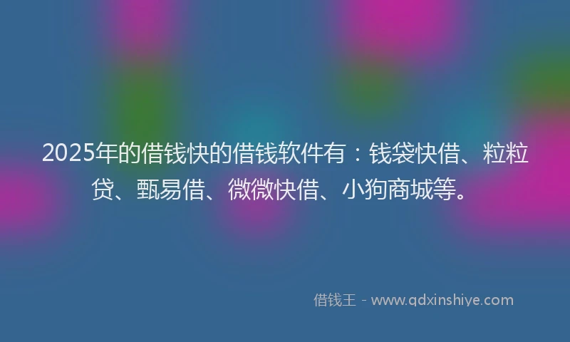 2025年的借钱快的借钱软件有：钱袋快借、粒粒贷、甄易借、微微快借、小狗商城等。
