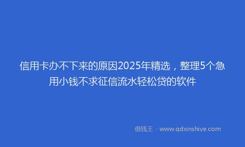 信用卡办不下来的原因2025年精选，整理5个急用小钱不求征信流水轻松贷的软件