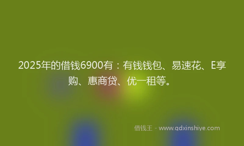 2025年的借钱6900有：有钱钱包、易速花、E享购、惠商贷、优一租等。