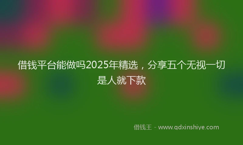 借钱平台能做吗2025年精选，分享五个无视一切是人就下款