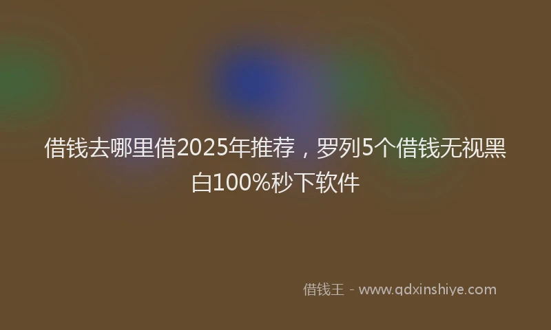 借钱去哪里借2025年推荐，罗列5个借钱无视黑白100%秒下软件