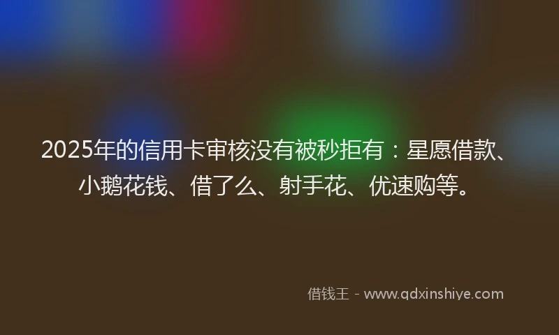 2025年的信用卡审核没有被秒拒有：星愿借款、小鹅花钱、借了么、射手花、优速购等。