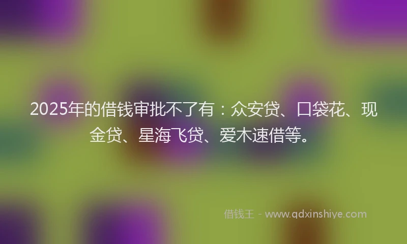 2025年的借钱审批不了有：众安贷、口袋花、现金贷、星海飞贷、爱木速借等。