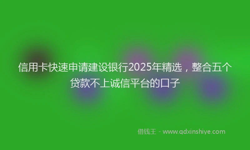 信用卡快速申请建设银行2025年精选，整合五个贷款不上诚信平台的口子