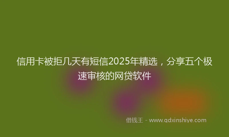 信用卡被拒几天有短信2025年精选,分享五个极速审核的网贷软件