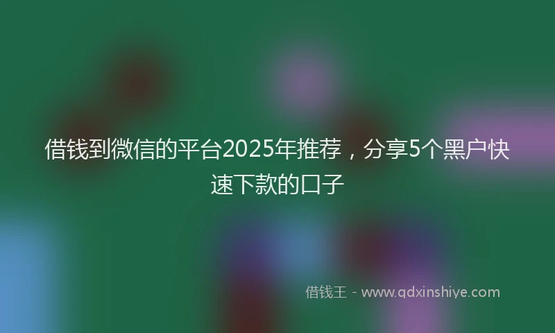 借钱到微信的平台2025年推荐，分享5个黑户快速下款的口子