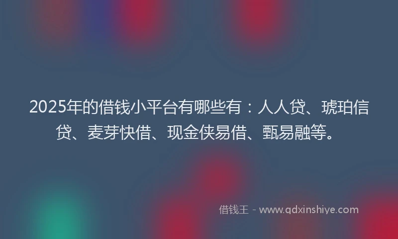 2025年的借钱小平台有哪些有：人人贷、琥珀信贷、麦芽快借、现金侠易借、甄易融等。