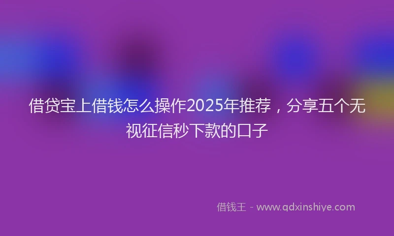 借贷宝上借钱怎么操作2025年推荐，分享五个无视征信秒下款的口子