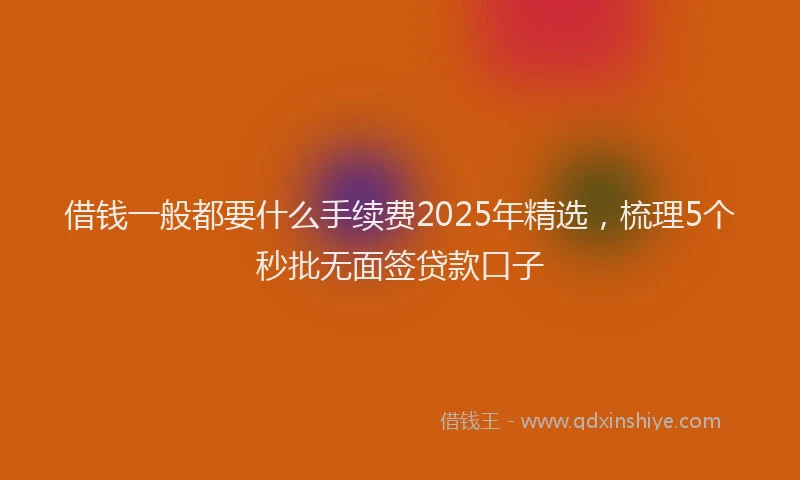 借钱一般都要什么手续费2025年精选，梳理5个秒批无面签贷款口子