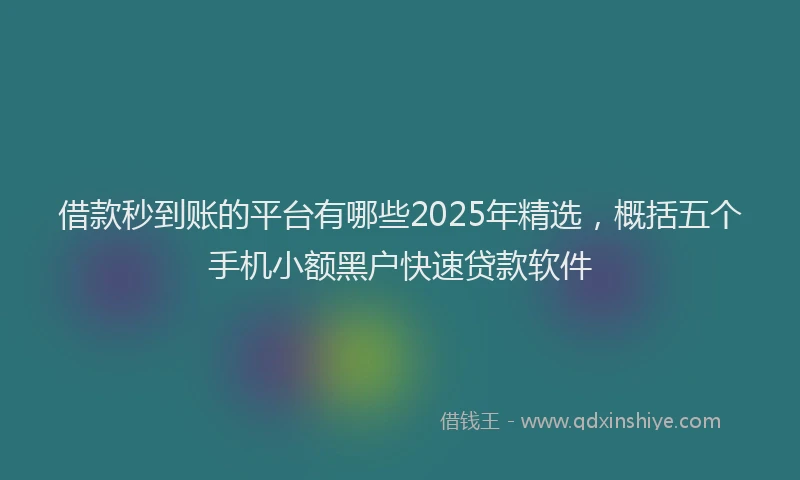借款秒到账的平台有哪些2025年精选，概括五个手机小额黑户快速贷款软件
