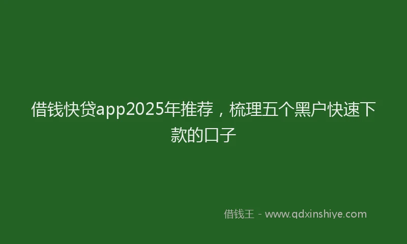借钱快贷app2025年推荐，梳理五个黑户快速下款的口子