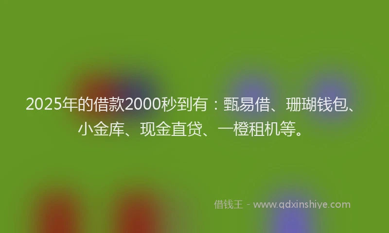 2025年的借款2000秒到有：甄易借、珊瑚钱包、小金库、现金直贷、一橙租机等。
