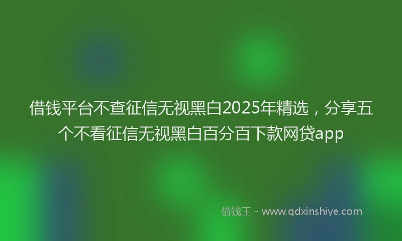 借钱平台不查征信无视黑白2025年精选，分享五个不看征信无视黑白百分百下款网贷app