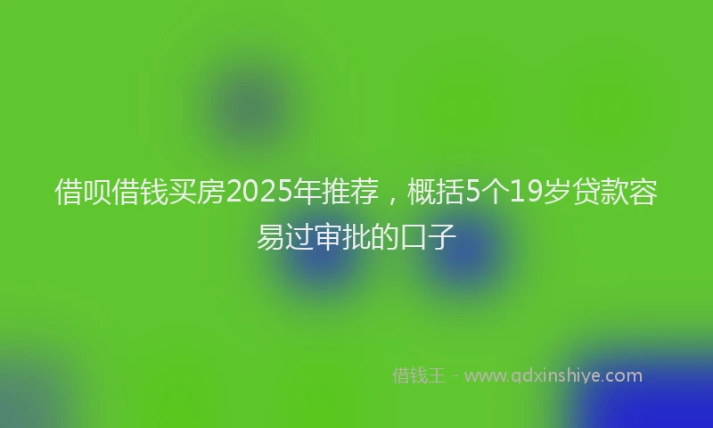 借呗借钱买房2025年推荐，概括5个19岁贷款容易过审批的口子