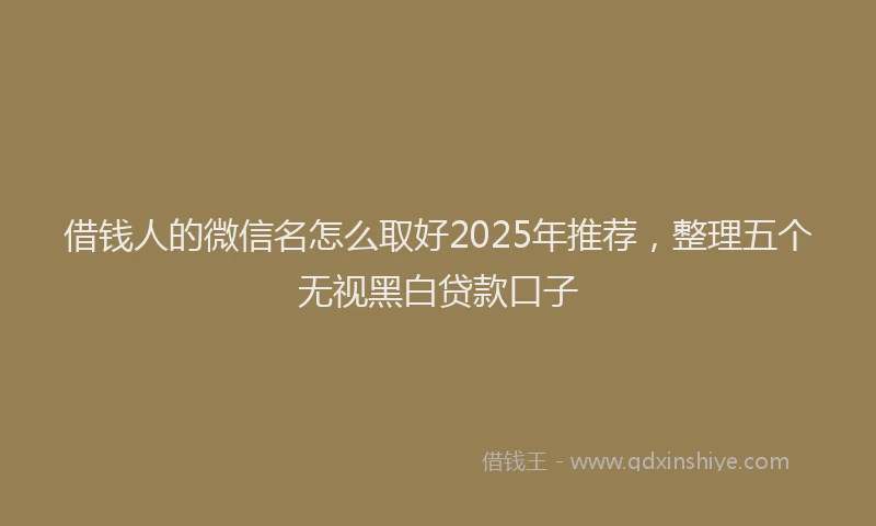 借钱人的微信名怎么取好2025年推荐，整理五个无视黑白贷款口子
