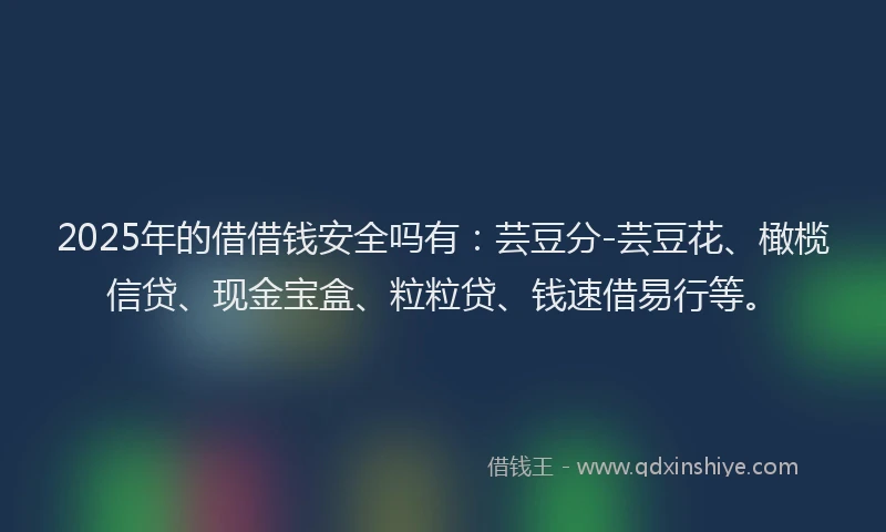 2025年的借借钱安全吗有：芸豆分-芸豆花、橄榄信贷、现金宝盒、粒粒贷、钱速借易行等。