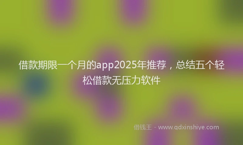借款期限一个月的app2025年推荐，总结五个轻松借款无压力软件