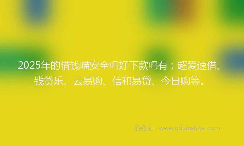 2025年的借钱喵安全吗好下款吗有：超爱速借、钱贷乐、云易购、信和易贷、今日购等。