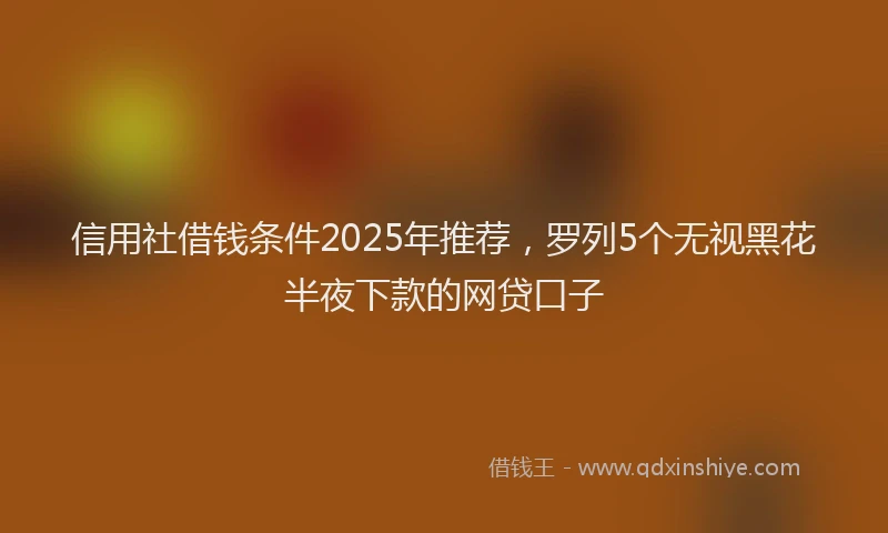 信用社借钱条件2025年推荐，罗列5个无视黑花半夜下款的网贷口子