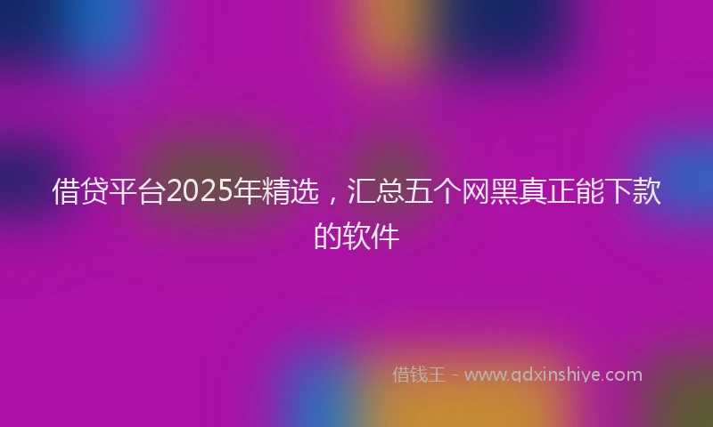 借贷平台2025年精选，汇总五个网黑真正能下款的软件