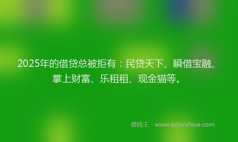 2025年的借贷总被拒有：民贷天下、瞬借宝融、掌上财富、乐租租、现金猫等。