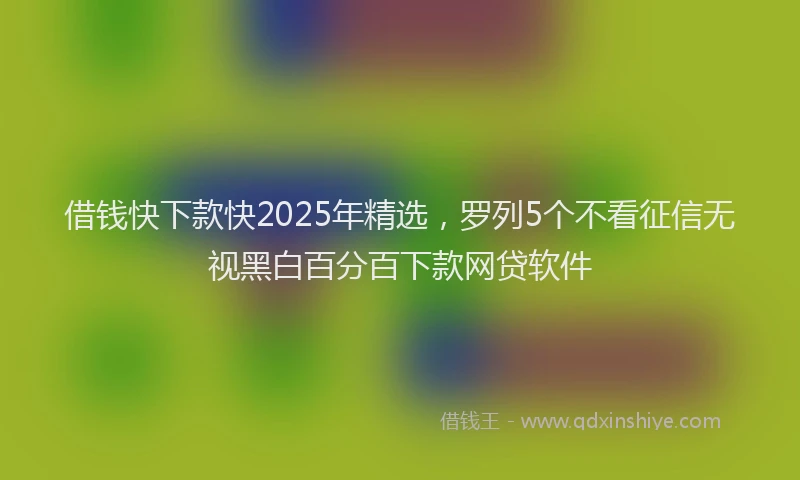 借钱快下款快2025年精选，罗列5个不看征信无视黑白百分百下款网贷软件