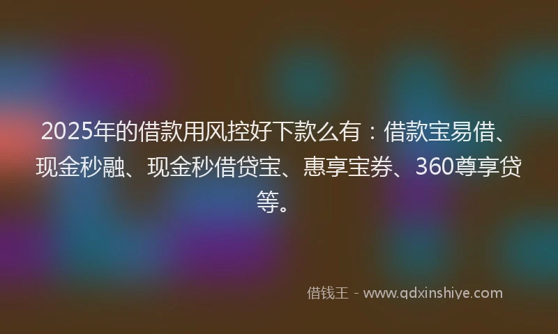 2025年的借款用风控好下款么有：借款宝易借、现金秒融、现金秒借贷宝、惠享宝券、360尊享贷等。