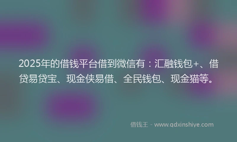 2025年的借钱平台借到微信有：汇融钱包+、借贷易贷宝、现金侠易借、全民钱包、现金猫等。
