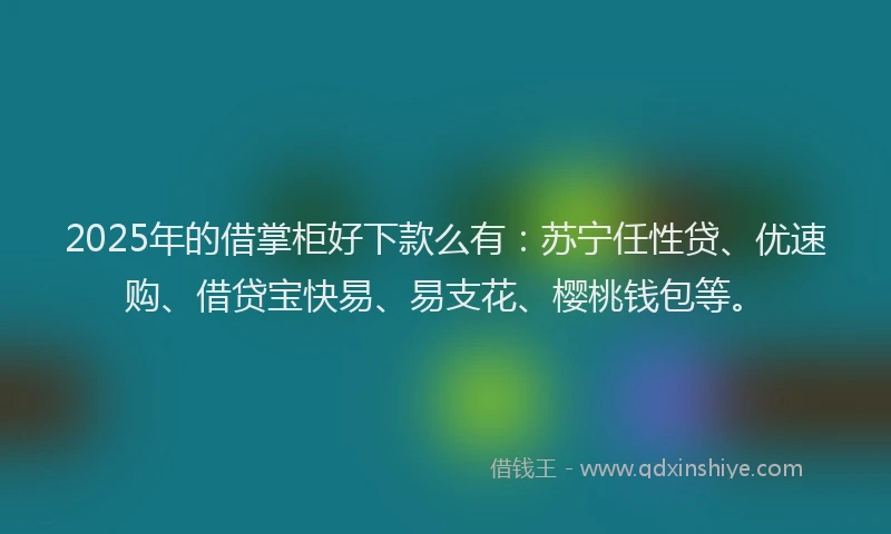 2025年的借掌柜好下款么有：苏宁任性贷、优速购、借贷宝快易、易支花、樱桃钱包等。